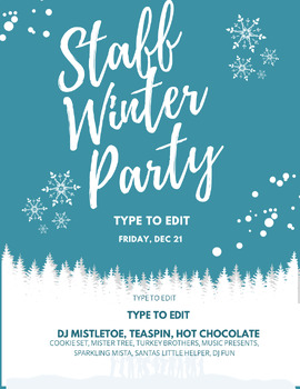 Preview of Holiday Staff Dinner Party Flyers (5) Fully Customize your Flyer Ready to Edit!