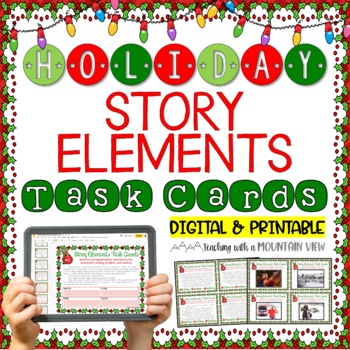 Preview of Holiday Story Elements Task Cards | Christmas and Winter