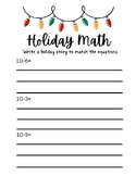 Holiday Subtraction within 10  - Reverse Word Problems