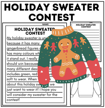 Preview of Holiday Sweater Contest | Writing & Art Assignment