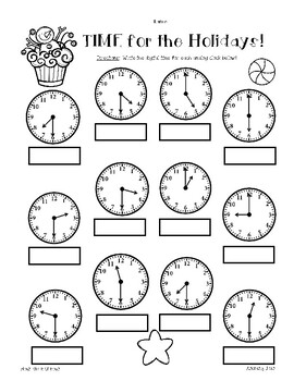 holiday telling time worksheet pack hour half hour and quarter hour