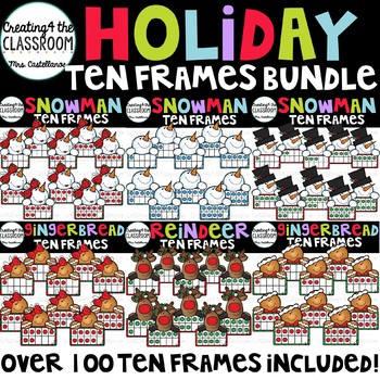Preview of Holiday Ten Frames Clip Art Bundle {Holiday Clip Art}