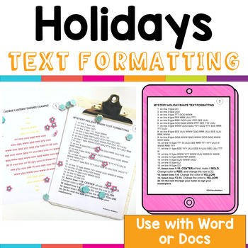 Preview of Holiday Text Formatting Activities to practice word processing (keyboarding)