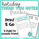 Holiday Thank You Notes - Freebie