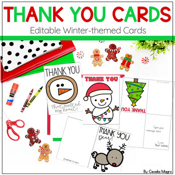 Preview of Holiday Thank You Notes | Thank You Cards to Students