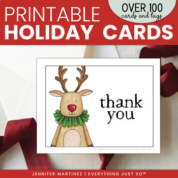 Preview of Holiday Thank You & Christmas Note Cards for Students & Staff - FOLKSY CHRISTMAS