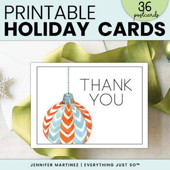 Preview of Holiday Thank You and Christmas Note Cards for Students Staff - ORNAMENTS
