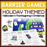 Halloween, Thanksgiving, & Christmas Barrier Games Speech Therapy