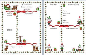 Holiday Themed Classroom Newsletter Templates - A Set of 10 by Mrs Magee