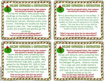 Holiday Themed Compare and Contrast Task Cards { Winter and Christmas }
