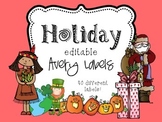 Holiday Themed Editable Classroom Labels 2x4 { Avery Label 8163 }