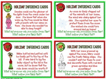 Holiday Themed Inference Task Cards { Pictures and Text } Winter and ...