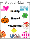 Holiday Themed Newsletters: August - May