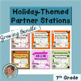 7th Grade Math Holiday Partner Stations Bundle