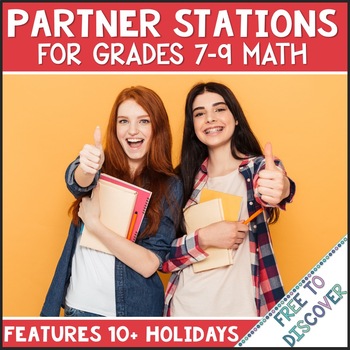 Holiday-Themed Partner Stations Bundle (8th Grade & Algebra 1)
