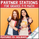 8th Grade Math Holiday Partner Stations Bundle
