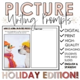 Holiday Themed Picture Writing Prompts (English and Spanis