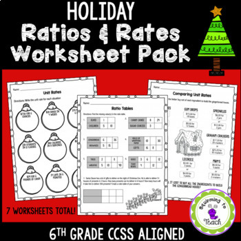 Preview of Holiday Themed Ratio & Rates Worksheets