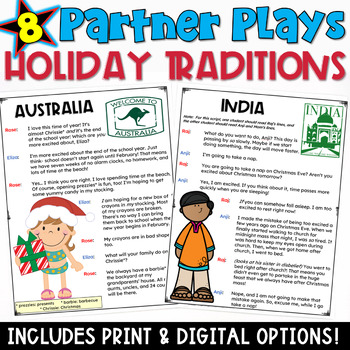 Preview of Holiday Traditions Around the World: 8 Partner Plays and Worksheets 2nd 3rd