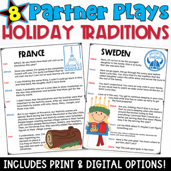 Preview of Holiday Traditions Around the World: Partner Plays and Worksheets SET 1 4th 5th