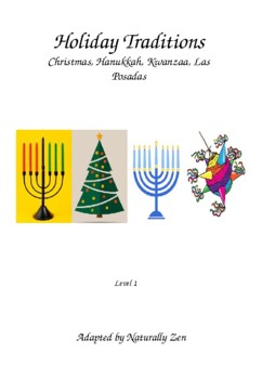 Preview of Holiday Traditions (Christmas, Hanukkah, Kwanzaa, Las Posadas) Adapted Book