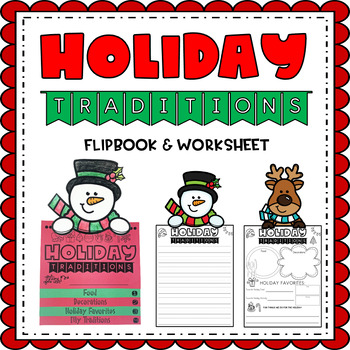 Holiday Traditions Flipbook/Worksheet {December Writing} Christmas