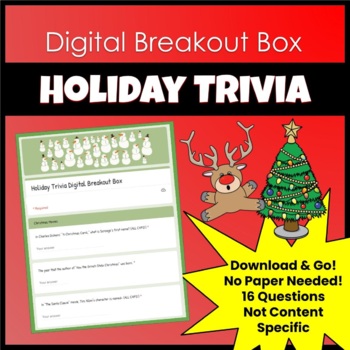 Preview of Holiday Trivia Digital Breakout Box Escape Room