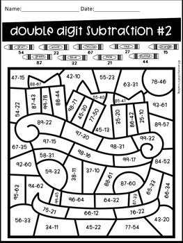Holiday Two Digit Addition and Subtraction NO Regrouping Color by Code