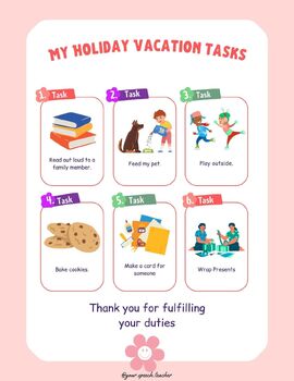 Preview of Holiday Vacation Activities to do at Home- Conversation Starter too!