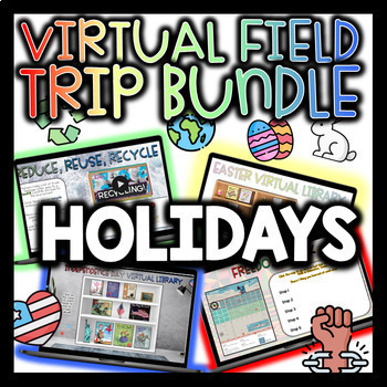 Preview of Holiday Virtual Field Trips! *GROWING BUNDLE* with FREE HALLOWEEN Escape Room!