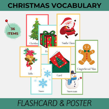 Holiday Vocabulary Flashcards - Christmas Themed Learning Tool for Fun ...