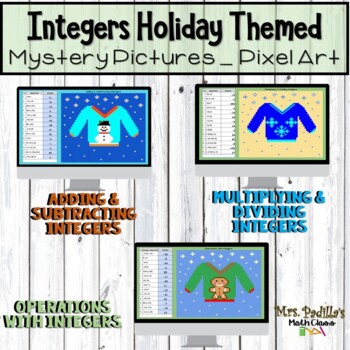 Preview of Holiday | Winter | Christmas Activity Operations with integers Bundle 
