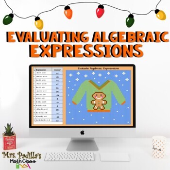 Preview of Holiday | Winter | Christmas Math Activities Evaluating Algebraic Expressions 