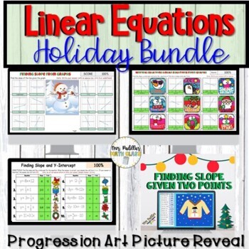 Preview of Holiday | Winter | Christmas Math Activity Linear Equations BUNDLE