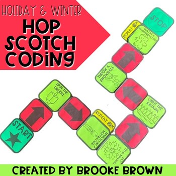Preview of Holiday & Winter Hop Scotch Coding® (Hour of Code) - Christmas Unplugged Coding