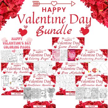 Preview of Holiday Winter&Valentines Day Bundle Printable Activities Sheets for February