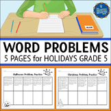 Holiday Word Problems Math Worksheets 5th Grade