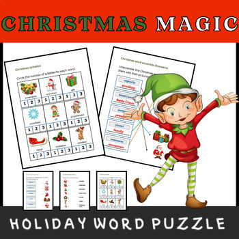 Holiday Word Puzzles : Unraveling Christmas Magic by Brain Printable Activity