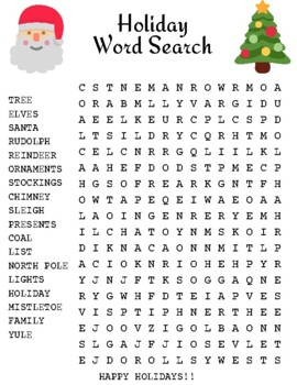 Holiday Word Seach by Shop FUNducation | TPT