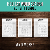 Holiday Word Search Activity Bundle | Christmas, Ramadan, 