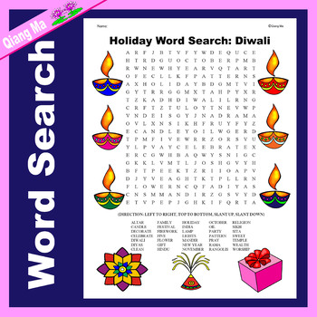 Preview of Holiday Word Search: Diwali