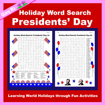 Preview of Holiday Word Search: Presidents' Day