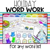 Holiday Word Work for Any Word List | Writing Activity for