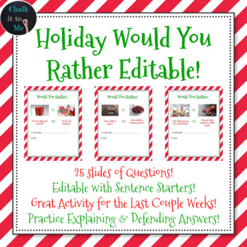 Preview of Holiday Would You Rather - Online Version! Distance Learning