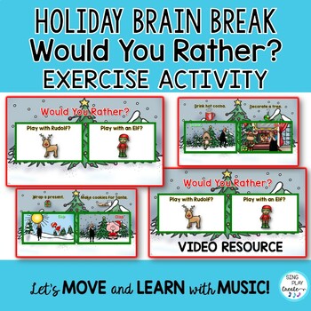 Preview of Holiday “Would You Rather? Workout, Fitness, Brain Break, Movement Activity