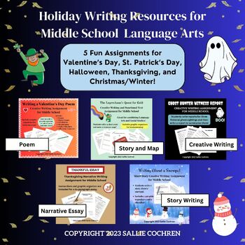 Preview of Holiday Writing Bundle for Middle School Language Arts