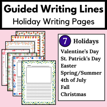 Preview of  Lined Writing Paper with Guides | Holiday Borders: St. Patrick's Day, Easter+