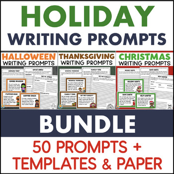 Preview of Holiday Writing Prompts BUNDLE Halloween Thanksgiving Christmas