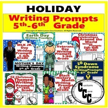 Preview of Holiday Writing Prompts Bundle for 5th-6th Grade