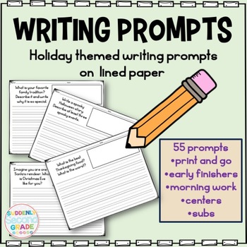 Writing Prompts | Lined Writing Paper | Holiday Themed by Suddenly ...